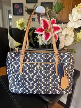 COACH Peyton Multi Function Shoulder Bag F25457 Double Zip Tote Purse (BAR